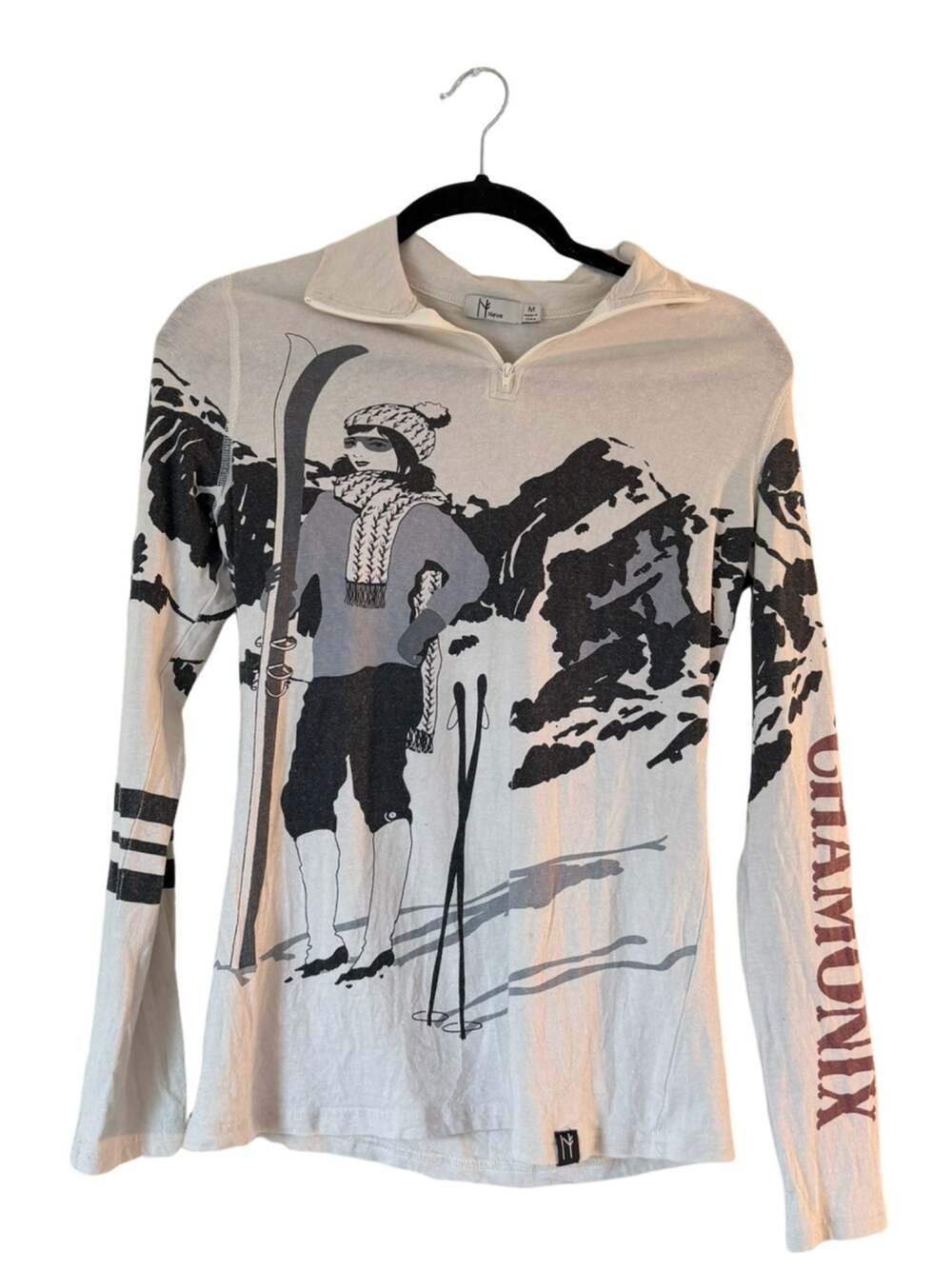 Neve Chamonix Silk Wool Quarter Zip Ski Skier Layering Top Medium